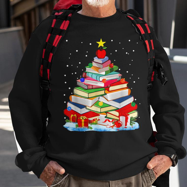 Cute Christmas Library Tree Gift Librarian And Book Men Women Sweatshirt Graphic Print Unisex Gifts for Old Men