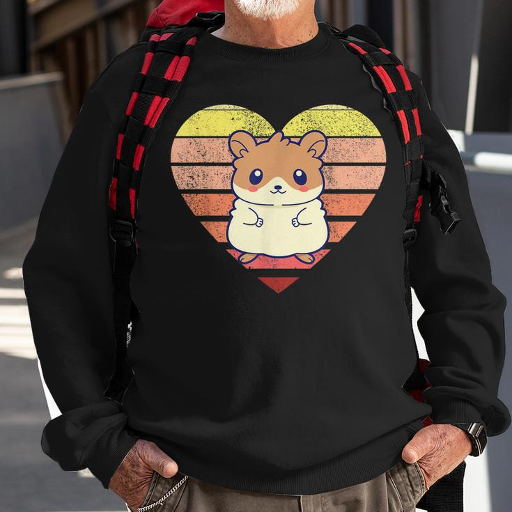 Cute Hamster Design Retro Heart Shape Vintage Sweatshirt Gifts for Old Men