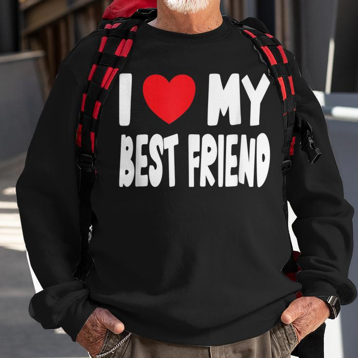 Cute Heart Design - I Love My Best Friend Men Women Sweatshirt Graphic Print Unisex Gifts for Old Men