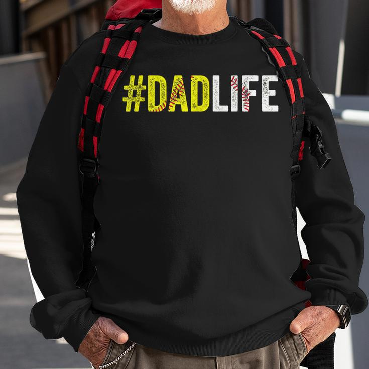 Dad Life Softball Daddy Baseball Sports Lover Fathers Day Sweatshirt Gifts for Old Men