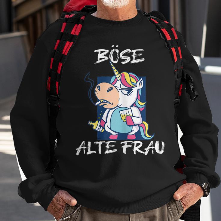 Damen Böse Alte Frau Für Oma Großmuter Spruch Rockerin Sweatshirt Geschenke für alte Männer