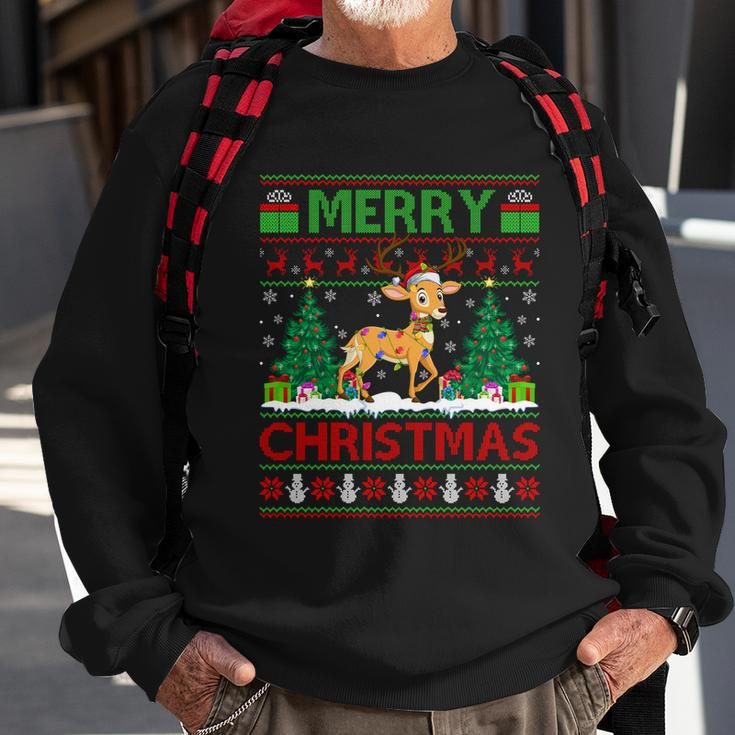 Deer Lover Xmas Tree Lights Ugly Santa Deer Christmas Great Gift Sweatshirt Gifts for Old Men