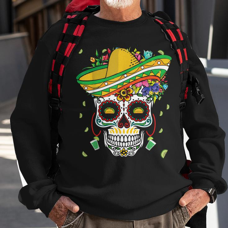 Dia De Los Muertos Colorful Bone Taco Happy Cinco De Mayo Sweatshirt Gifts for Old Men
