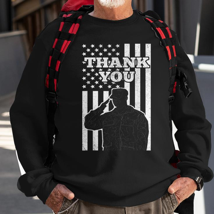 Distressed Us Veterans Day Thank You Soldier Salute Us Flag Sweatshirt Gifts for Old Men