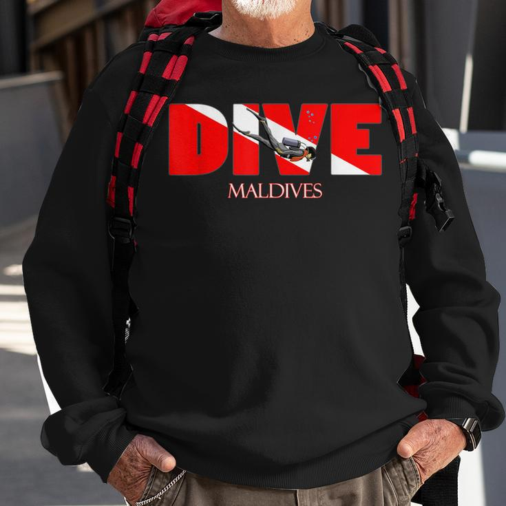 Dive Maldives Scuba Diving Snorkeling Men Women Sweatshirt Graphic Print Unisex Gifts for Old Men
