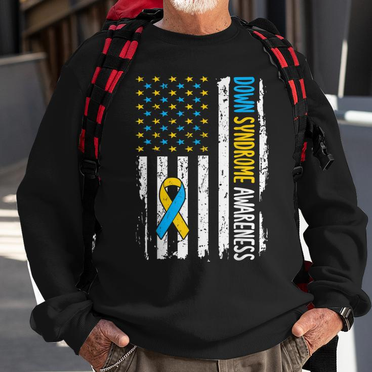 Down Syndrome Awareness American Flag T21 Down Syndrome Sweatshirt Gifts for Old Men