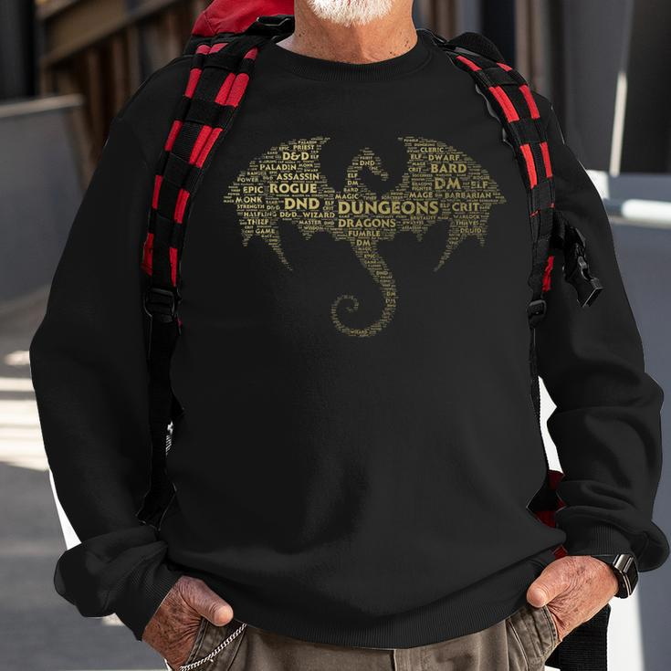 Dragon Word Art | Dungeon Crawler | Rpg Dm Gaming Men Women Sweatshirt Graphic Print Unisex Gifts for Old Men
