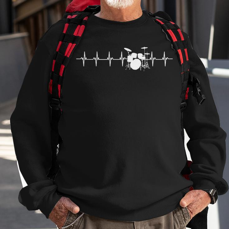 Drums Heartbeat For Drummers & Percussionists Drum Design Sweatshirt Gifts for Old Men