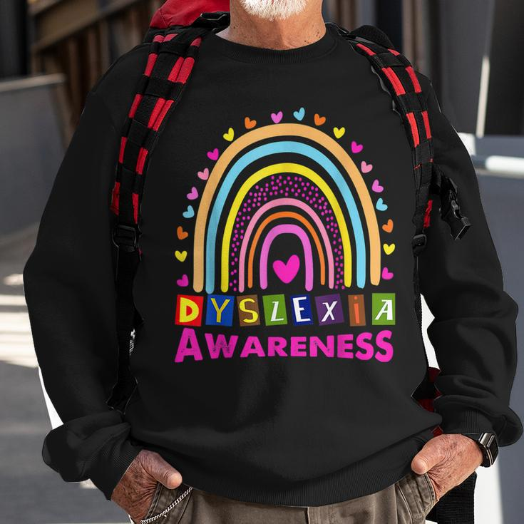 Dyslexia Awareness Month Rainbow Cute Graphic Men Women Sweatshirt Graphic Print Unisex Gifts for Old Men