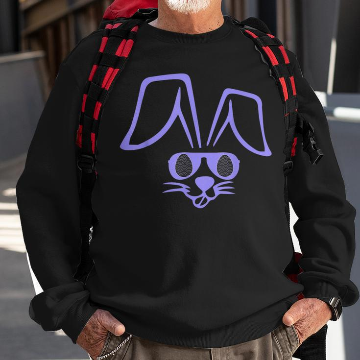 Easter Bunny Face With Shades Funny Rabbit Face In Sunglass Sweatshirt Gifts for Old Men