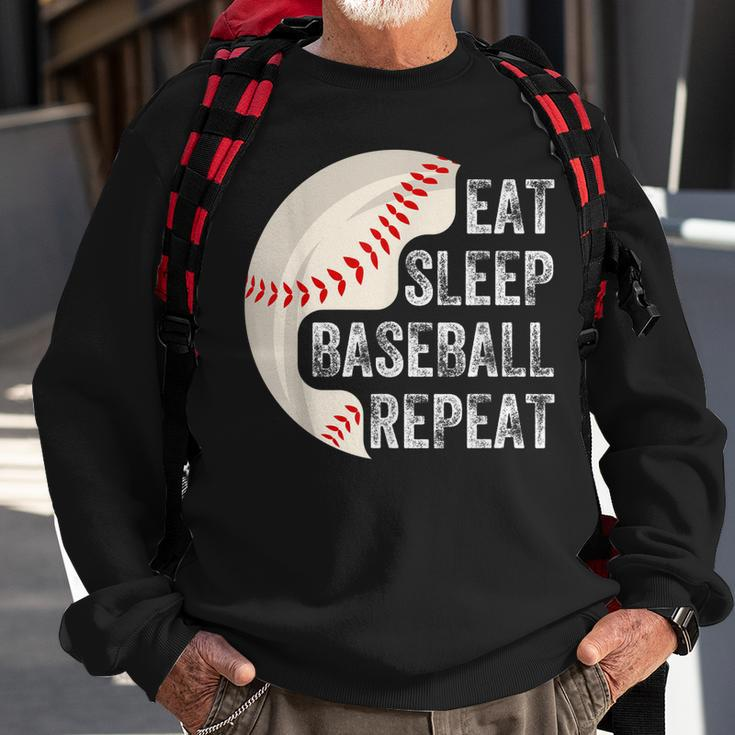 Eat Sleep Baseball Repeat Baseball Player Baseball Sweatshirt Gifts for Old Men