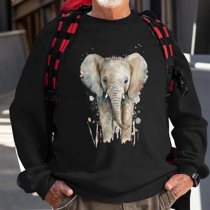 Elephant Watercolor Sweatshirt Gifts for Old Men