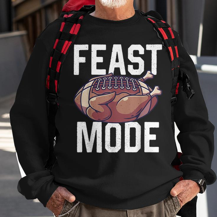 Feast Mode Football Turkey Funny Thanksgiving Day Gift Men Women Sweatshirt Graphic Print Unisex Gifts for Old Men
