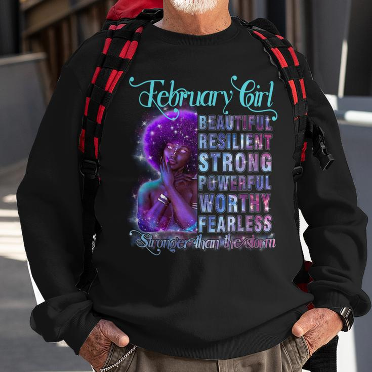 February Queen Beautiful Resilient Strong Powerful Worthy Fearless Stronger Than The Storm Sweatshirt Gifts for Old Men