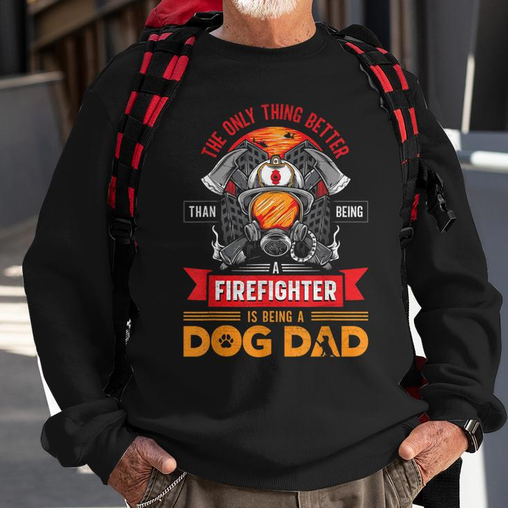 Firefighter Dog Lover Firefighting Pipeman Fireman Dog Dad Men Women Sweatshirt Graphic Print Unisex Gifts for Old Men