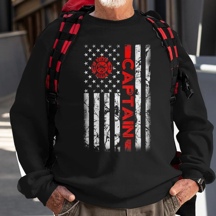 Firefighter Usa Flag Gifts Patriotic Fire Captain Chief Sweatshirt Gifts for Old Men