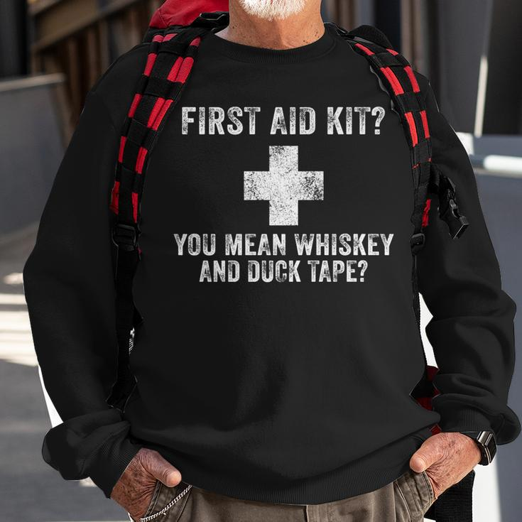 First Aid Kit Whiskey And Duct Tape Funny Dad Joke Vintage Sweatshirt Gifts for Old Men