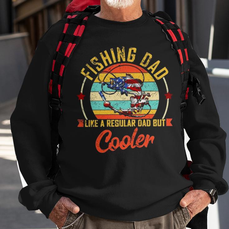 Fishing Dad Like A Regular Dad But Cooler Retro Vintage American Flag Sweatshirt Gifts for Old Men