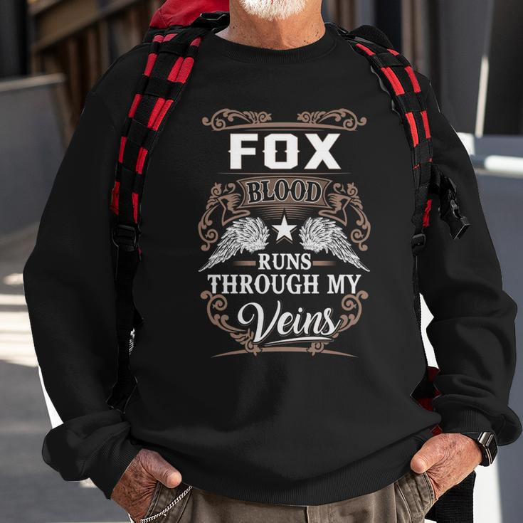 Fox Name - Fox Blood Runs Through My Veins Sweatshirt Gifts for Old Men
