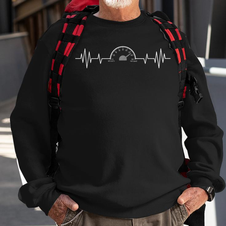 Funny Car Speedometer Auto Mechanic Guys Heartbeat Gift Sweatshirt Gifts for Old Men