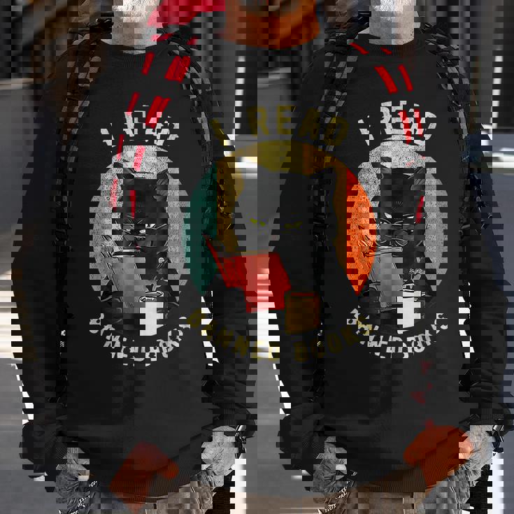 Funny Cat I Read Banned Books Bookworms Loves Reading Books Sweatshirt Gifts for Old Men