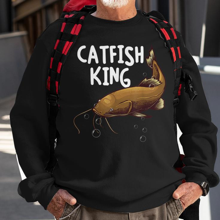 Funny Catfishing Design Men Dad Catfish King Fishing Hunters Sweatshirt Gifts for Old Men