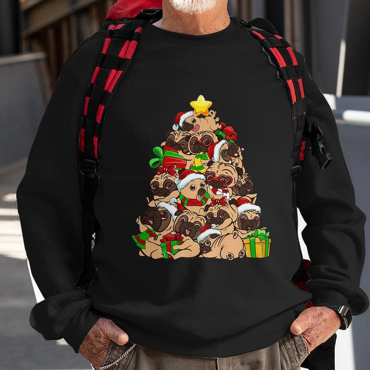 Funny Christmas Pug Pajama Shirt Tree Dog Dad Mom Xmas Sweatshirt Gifts for Old Men
