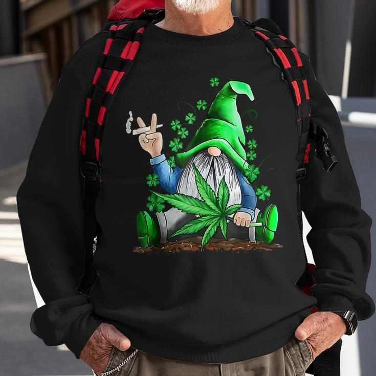Funny Gnome Pot Leaf 420 Marijuana Weed St Patricks Day Sweatshirt Gifts for Old Men