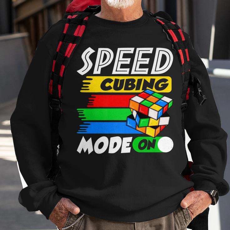 Funny Lover Speed Cubing Mode On Cube Puzzle Cuber Sweatshirt Gifts for Old Men