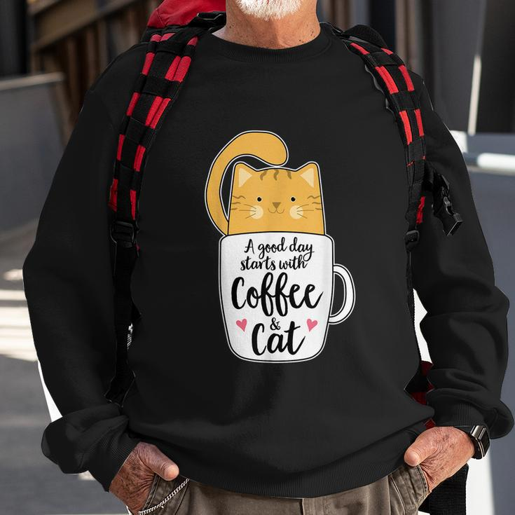 Funny Orange Cat Coffee Mug Tshirt Cat Lover Sweatshirt Gifts for Old Men