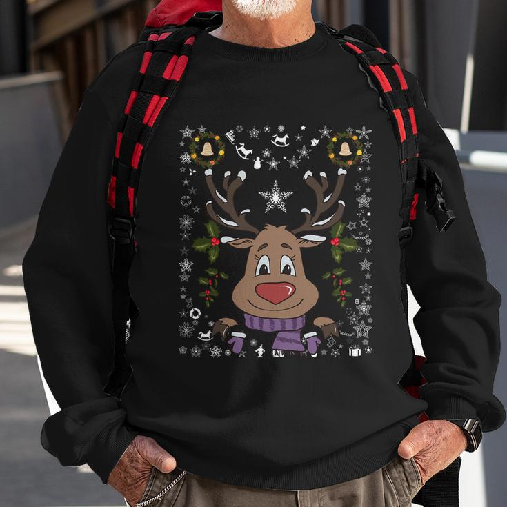 Funny Reindeer Xmas Deer Snowflakes Family Ugly Christmas Gift Sweatshirt Gifts for Old Men