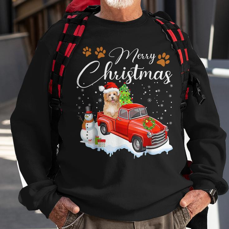 Funny Shih Tzu Dog Snow Red Truck Christmas Xmas Tree Pajama Men Women Sweatshirt Graphic Print Unisex Gifts for Old Men