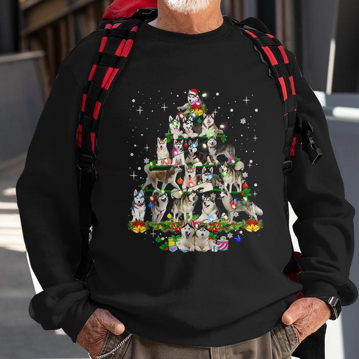 Funny Siberian Husky Christmas Tree Xmas Dog Dad Mom Tshirt Sweatshirt Gifts for Old Men