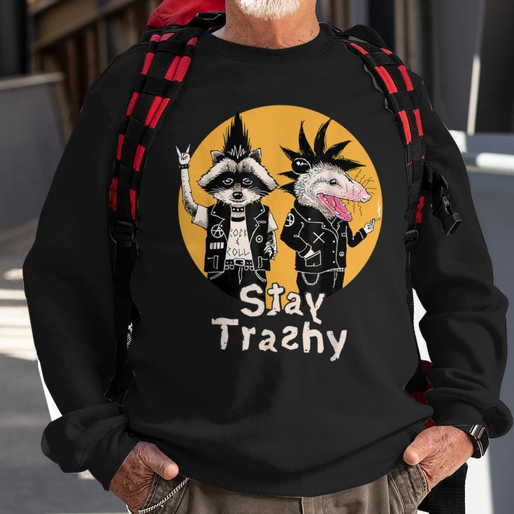 Funny Team Trash Stay Trashy Raccoons Opossums Squad Retro Sweatshirt Gifts for Old Men