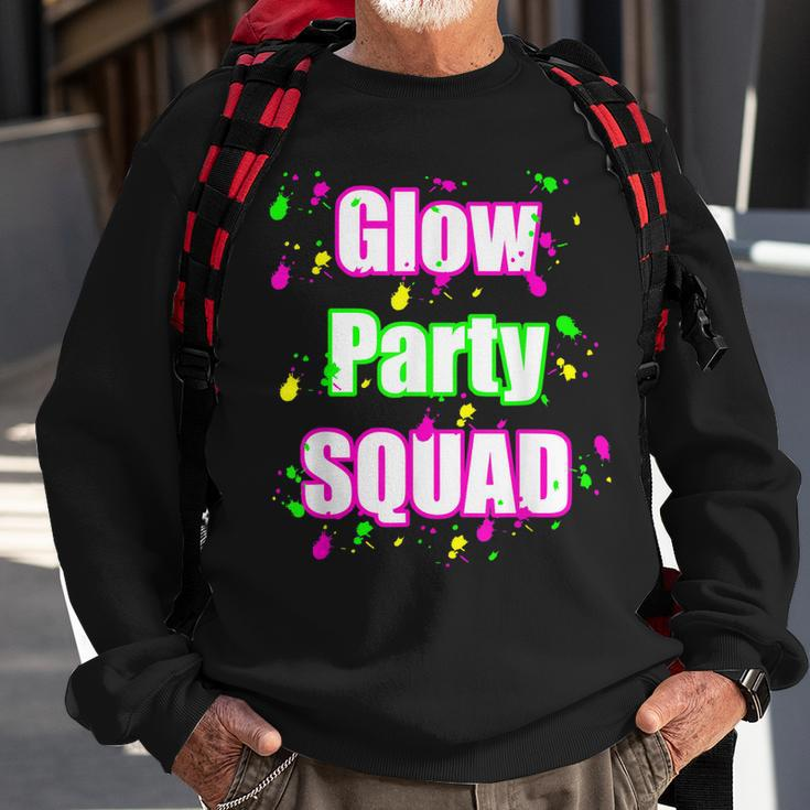 Glow Party Squad Paint Splatter Effect Neon Glow Party Sweatshirt Gifts for Old Men