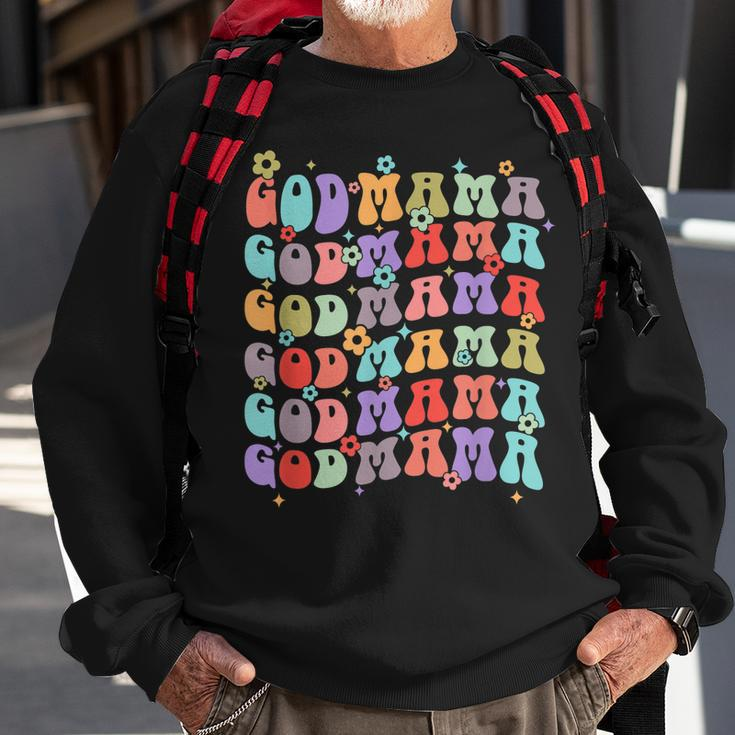 Godmama Retro Groovy Best Godmother Ever Mother’S Day Sweatshirt Gifts for Old Men