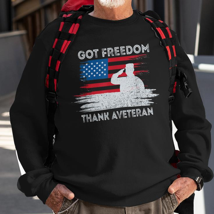 Got Freedom Thank A Veteran American Flag Veterans Day Gift Men Women Sweatshirt Graphic Print Unisex Gifts for Old Men