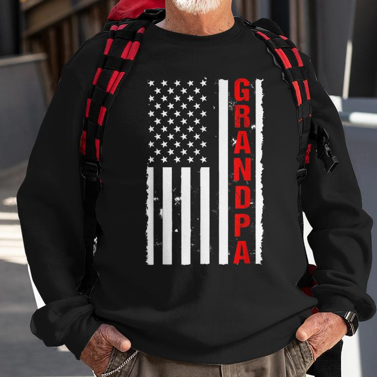 Grandpa Usa Flag Firefighter Thin Red Line Fireman Gift Sweatshirt Gifts for Old Men