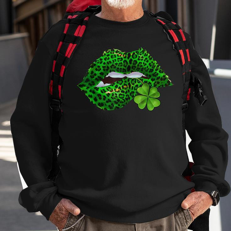 Green Lips Biting Sexy Irish Costume St Patricks Day Sweatshirt Gifts for Old Men