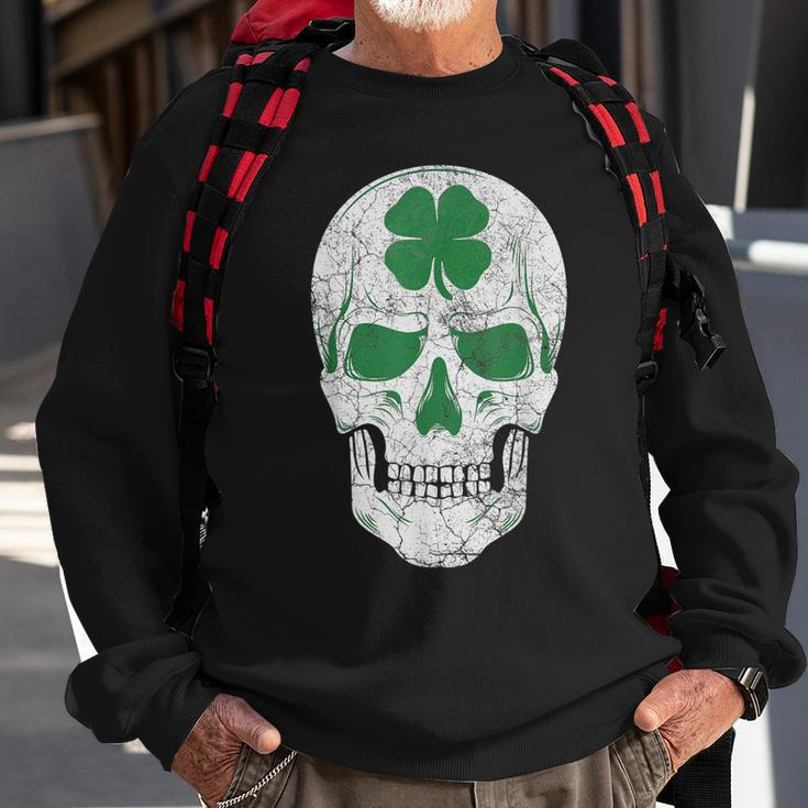 Green Shamrock Skull Irish Ireland St Patricks Day Gift Sweatshirt Gifts for Old Men