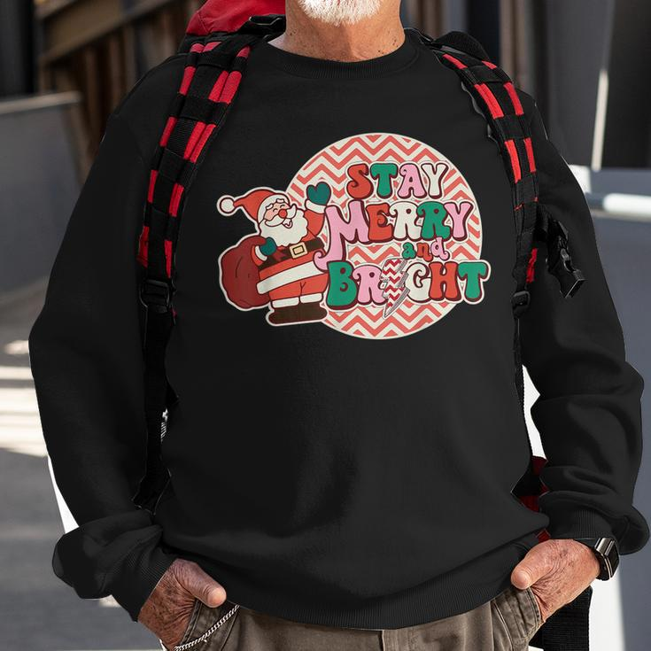 Groovy Stay Merry And Bright Lightning Bolt Santa Christmas V2 Men Women Sweatshirt Graphic Print Unisex Gifts for Old Men