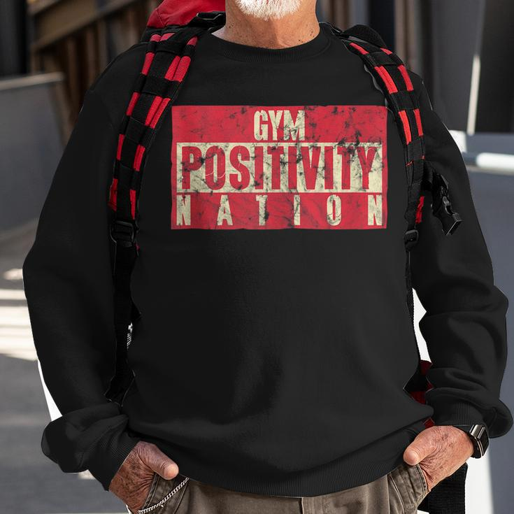 Gym Positivity Nation Funny Fitness Sweatshirt Gifts for Old Men