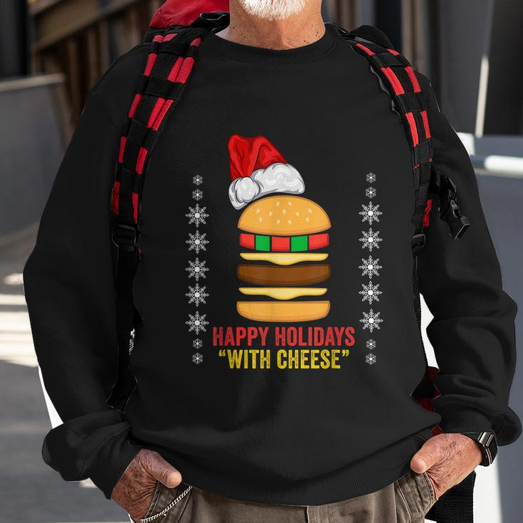 Happy Holidays With Cheese Shirt Christmas Cheeseburger Gift Sweatshirt Gifts for Old Men