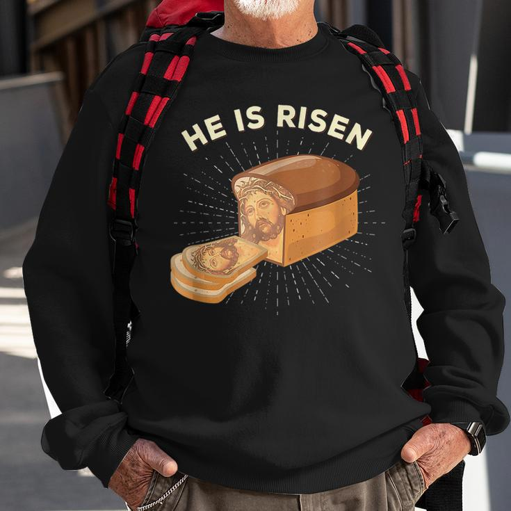 He Is Risen Jesus Christ Easter Pun Christian Bread Baker Sweatshirt Gifts for Old Men