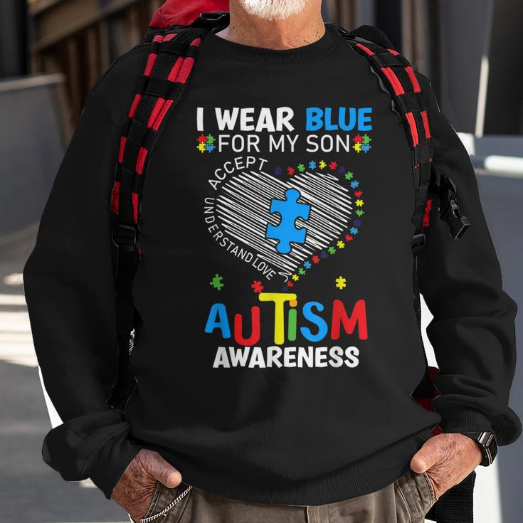 Heart I Wear Blue For My Son Autism Awareness - Love My Son Sweatshirt Gifts for Old Men