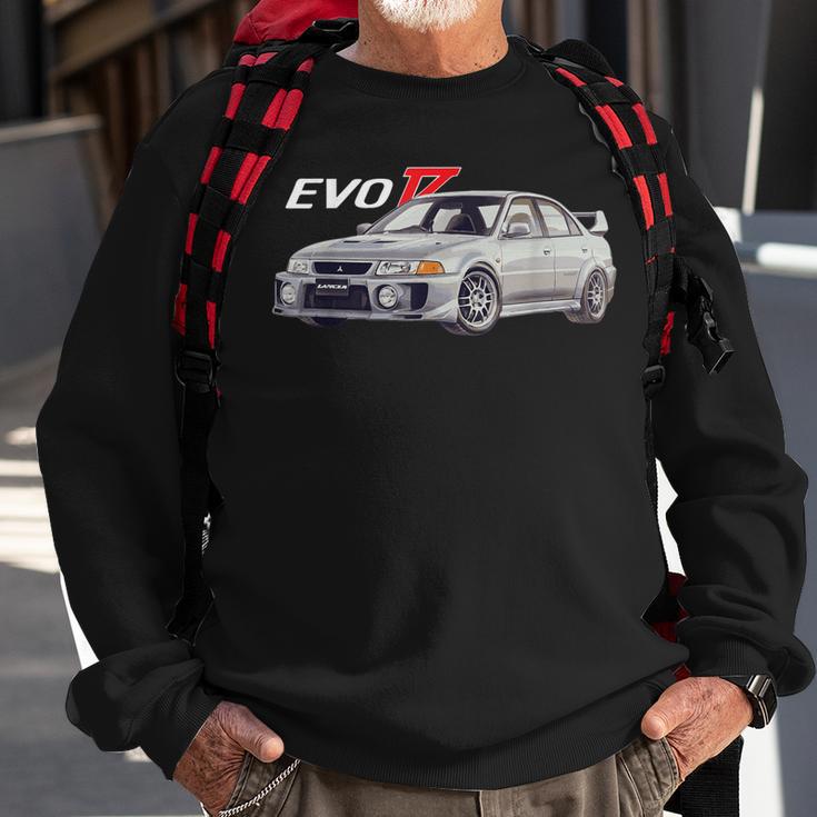 Herren Schwarz Sweatshirt mit Evo 7 Auto-Print, Motorsport Design Geschenke für alte Männer