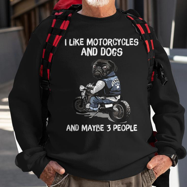 I Like Motorcycles And Dogs And Maybe 3 People Pug Dog Lover Sweatshirt Gifts for Old Men