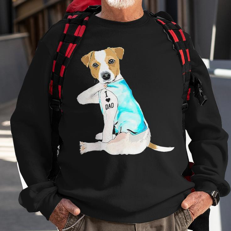 I Love Dad Tattoo Jack Russell Terrier Dad Tattooed Gift Sweatshirt Gifts for Old Men