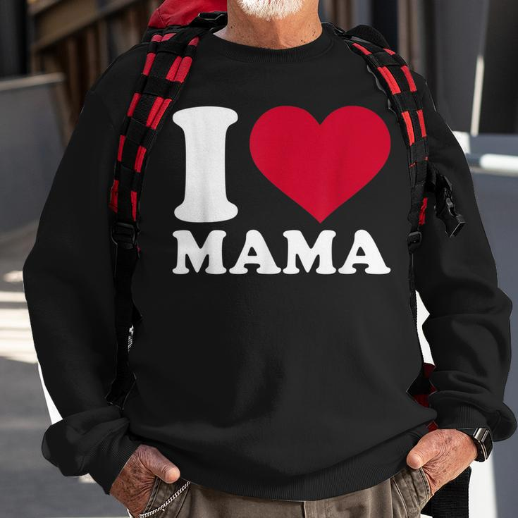 I Love Mama Schwarz Sweatshirt, Herzmotiv zum Muttertag Geschenke für alte Männer