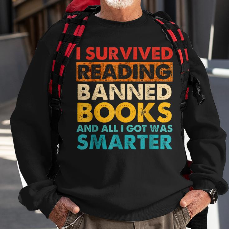 I Survived Reading Banned Books And All I Got Was Smarter Sweatshirt Gifts for Old Men